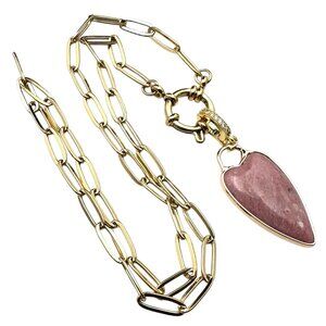 Mahogany Gemstone Heart Pendant 18K Yellow Gold Plated Layering Necklace